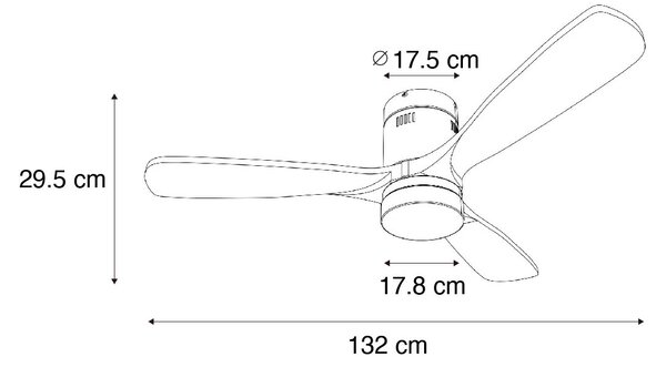 Stropni ventilator crni 132 cm uklj. LED s mogućnošću prigušivanja s daljinskim upravljačem - Sofia