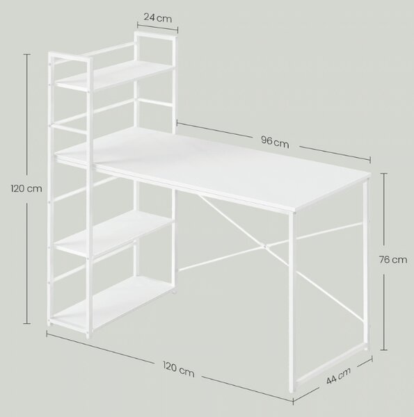 Pisaći stol MAX 4.0 s policom 120x44 cm, bijeli