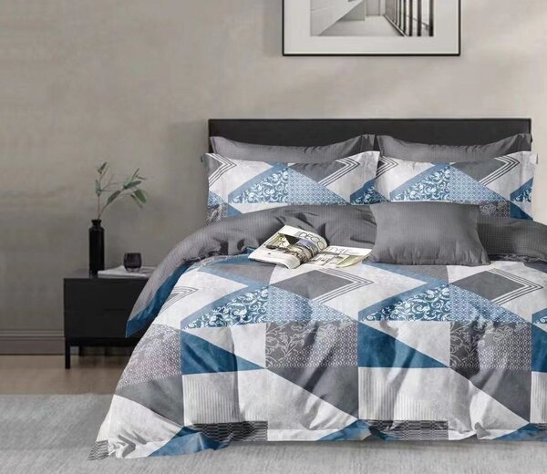 Flanelovska posteljina od mikrofibre NORDIC PATCH sivo-plava Dimenzije posteljine: 70 x 80 cm | 140 x 200 cm
