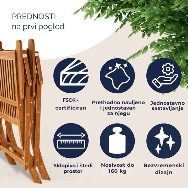 Sjedeća garnitura SYDNEY, 3-dijelna, prirodno drvo