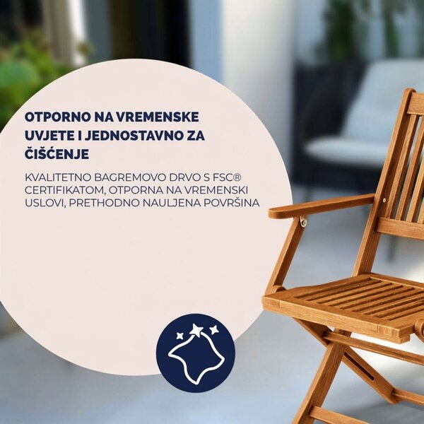 Sjedeća garnitura SYDNEY, 3-dijelna, prirodno drvo