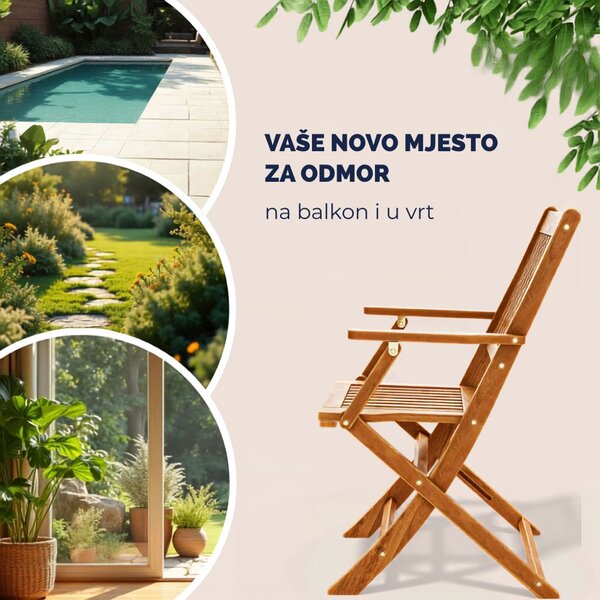 Sjedeća garnitura SYDNEY, 3-dijelna, prirodno drvo