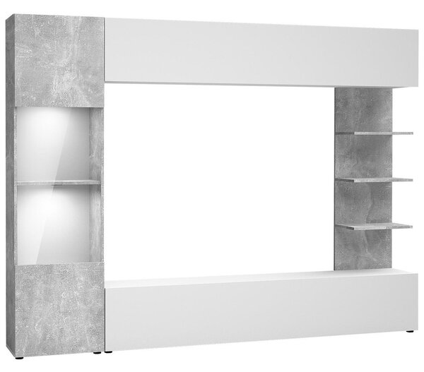 Set za dnevni boravak Alanko (warmia orah + crni mramor) (s bijelom LED rasvjetom)