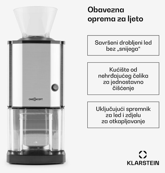 OneConcept Icebreaker, drobilica leda izvedbe 15 kg/h, volumena 3,5 l, sa spremnikom za led, nehrđajući čelik
