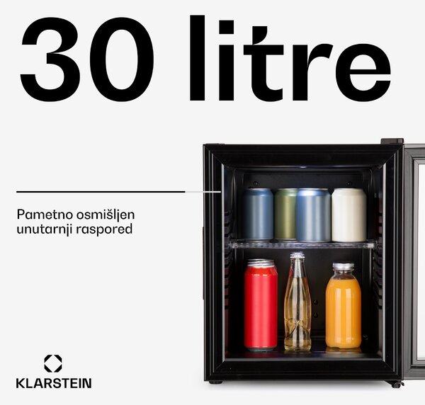 Klarstein Brooklyn 32, mini hladnjak, staklena vrata, LED osvjetljenje, police