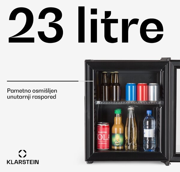 Klarstein Brooklyn 24, mini hladnjak, staklena vrata, LED osvjetljenje, police