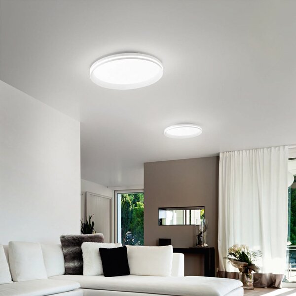 Fabas Luce LED stropna svjetiljka Isy, bijela, Ø 55 cm, metalna, CCT, prigušljiva, prigušiva, Bijela, Dnevni boravak/blagovaonica, Metal