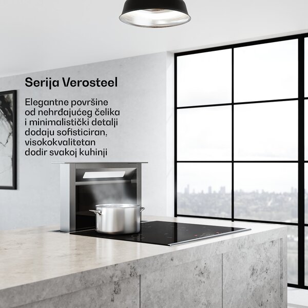 Klarstein Verosteel ugrađena napa, Minimalistička, snažna, EEC A++, 853,3 m³/h, 60 cm