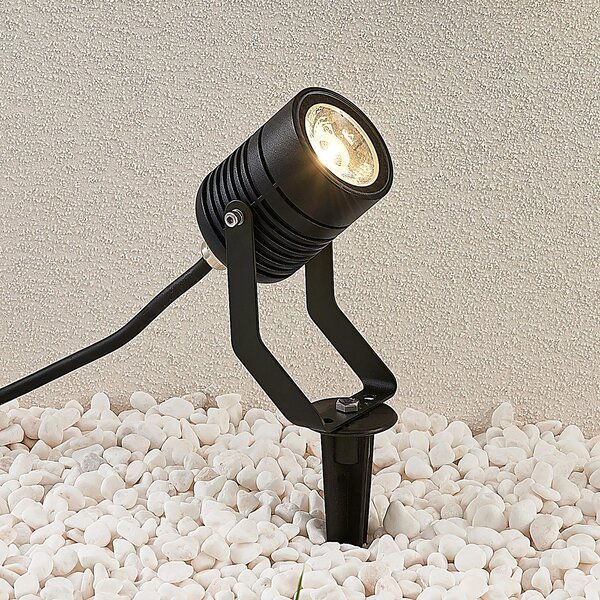 Lindby Maris LED vanjski reflektor s uzemljenim šiljkom, IP65, crni, Crno, Metal