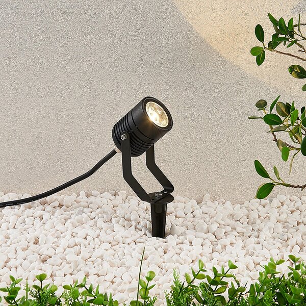 Lindby Maris LED vanjski reflektor s uzemljenim šiljkom, IP65, crni, Crno, Metal