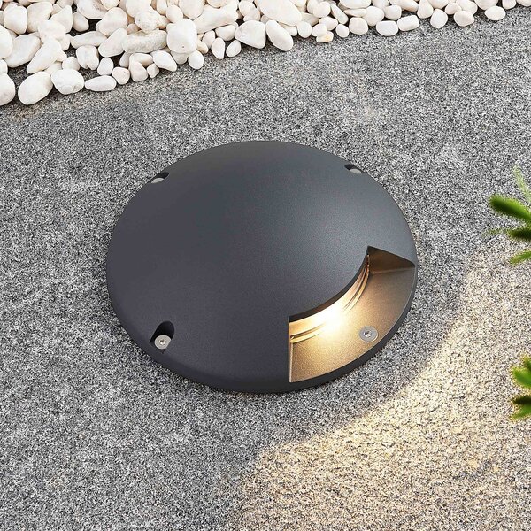 Lindby LED podni reflektor Cormac, 1-plamen, Ø 21 cm, IP67, Crno, Aluminij