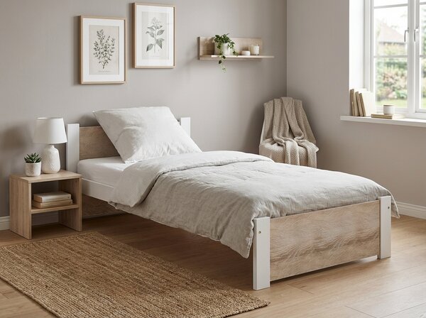 Krevet IKAROS 80 x 200 cm, bijela/hrast sonoma Podnica: Sa podnicom od letvi, Madrac: Bez madraca