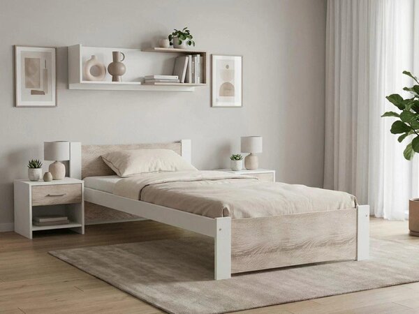 Krevet IKAROS 80 x 200 cm, bijela/hrast sonoma Podnica: Sa podnicom od letvi, Madrac: Bez madraca