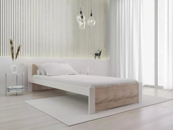 Krevet IKAROS 80 x 200 cm, bijela/hrast sonoma Podnica: Sa podnicom od letvi, Madrac: Bez madraca