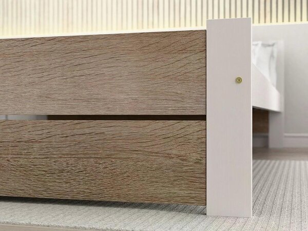 Krevet IKAROS DOUBLE 80 x 200 cm, bijela/hrast sonoma Podnica: Bez podnice, Madrac: Bez madraca