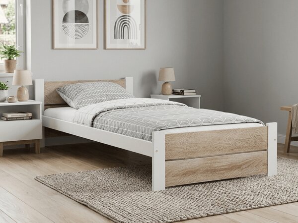 Krevet IKAROS DOUBLE 80 x 200 cm, bijela/hrast sonoma Podnica: Bez podnice, Madrac: Bez madraca