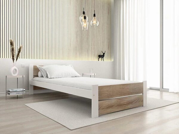 Krevet IKAROS DOUBLE 80 x 200 cm, bijela/hrast sonoma Podnica: Bez podnice, Madrac: Bez madraca