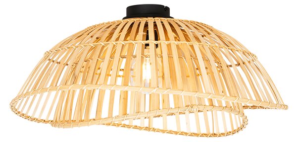 Orijentalna stropna svjetiljka crna s prirodnim bambusom 62 cm - Pua