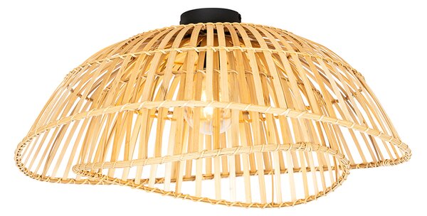 Orijentalna stropna lampa crna s prirodnim bambusom 62 cm - Pua