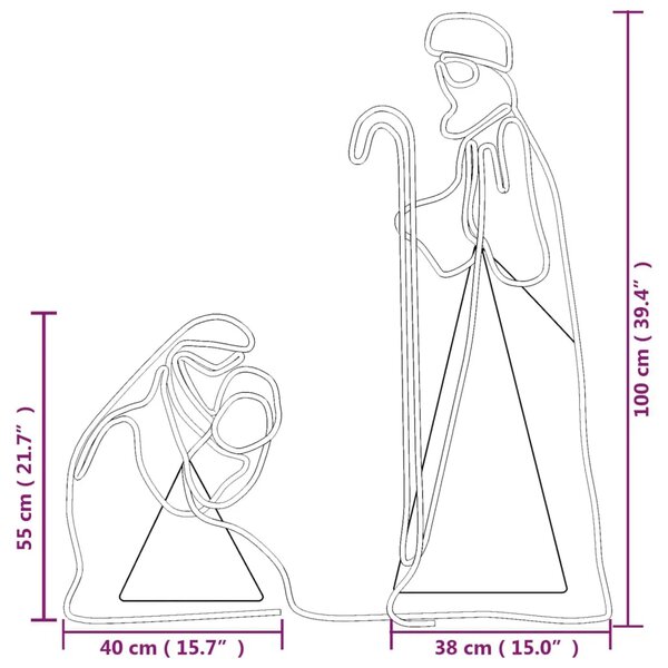 Božićne figure Marije i Josipa s 264 LED žarulje 40x55-38x100cm - Božićna figura Marije i Josipa