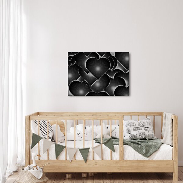 Slika crno-bijelih srca (70x50 cm)