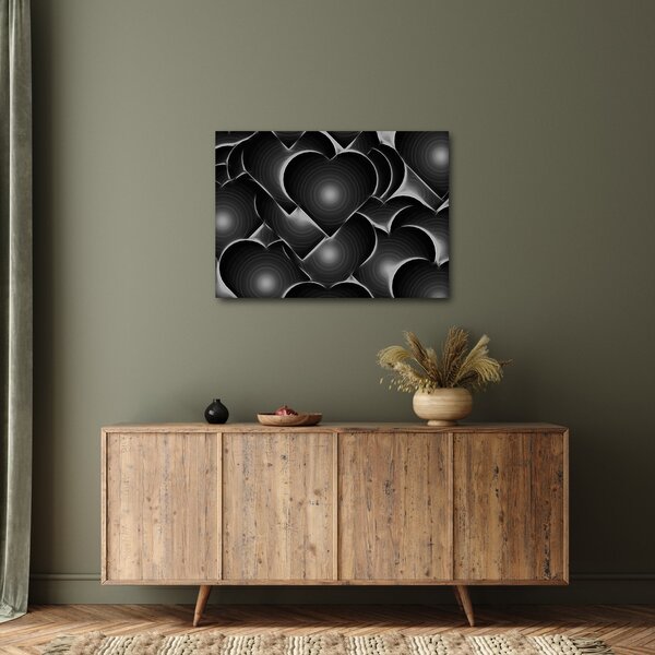 Slika crno-bijelih srca (70x50 cm)