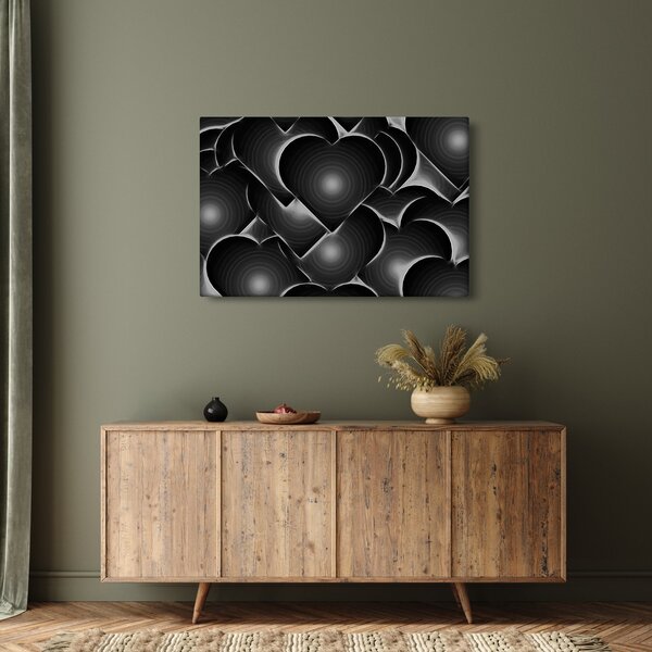 Slika crno-bijelih srca (90x60 cm)