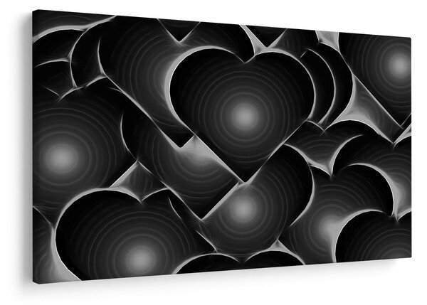 Slika crno-bijelih srca (90x60 cm)