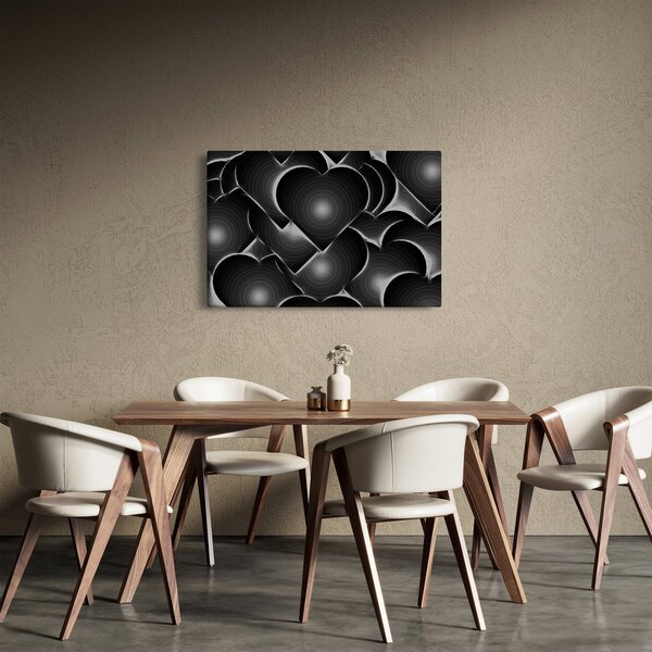 Slika crno-bijelih srca (90x60 cm)