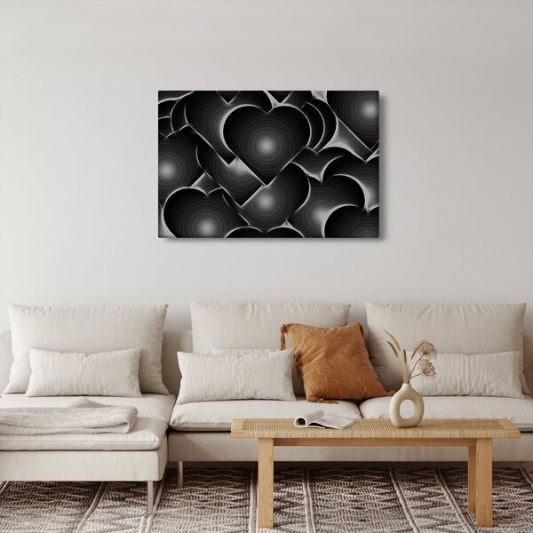 Slika crno-bijelih srca (90x60 cm)