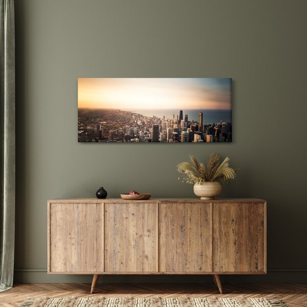 Slika zalaska sunca nad gradom (120x50 cm)