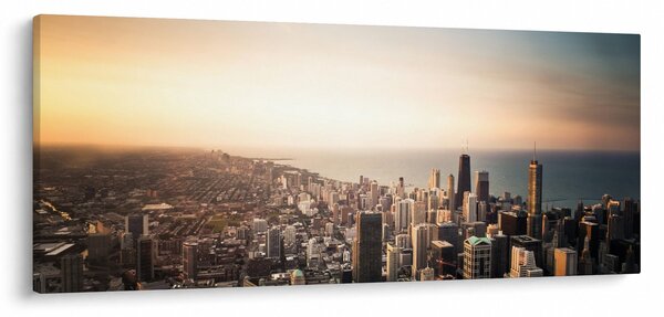 Slika zalaska sunca nad gradom (120x50 cm)