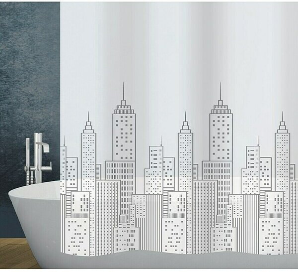 Diaqua Zavjesa za tuš Skyline (Š x V: 180 x 200 cm, Plastika, Sivo-bijele boje)