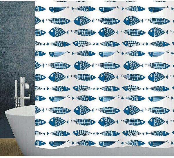 Diaqua Zavjesa za tuš (Š x V: 120 x 200 cm, Tekstil, Plavo-bijele boje)
