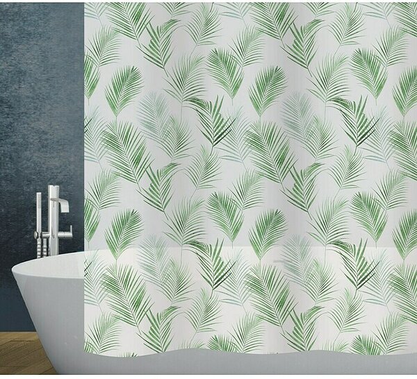 Diaqua Zavjesa za tuš Palmito (Š x V: 180 x 200 cm, Plastika, Bijelo-zelene boje)