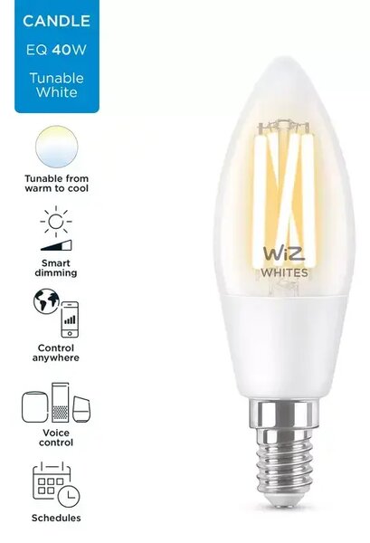 WIZ ŽARULJA WI-FI BLE 40W C35 E14 927-65 CL 1PF/6 8718699787196