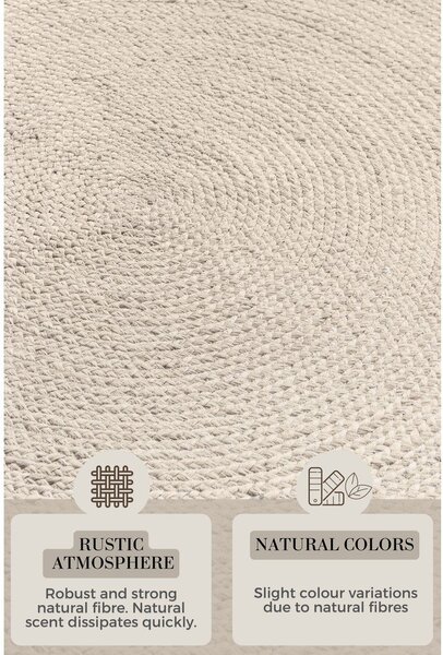 Krem obostrani/ručno rađen juten okrugao tepih ø 200 cm Braided – Hanse Home