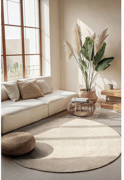 Krem obostrani/ručno rađen juten okrugao tepih ø 200 cm Braided – Hanse Home