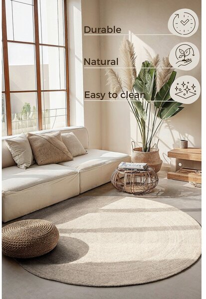 Krem obostrani/ručno rađen juten okrugao tepih ø 200 cm Braided – Hanse Home