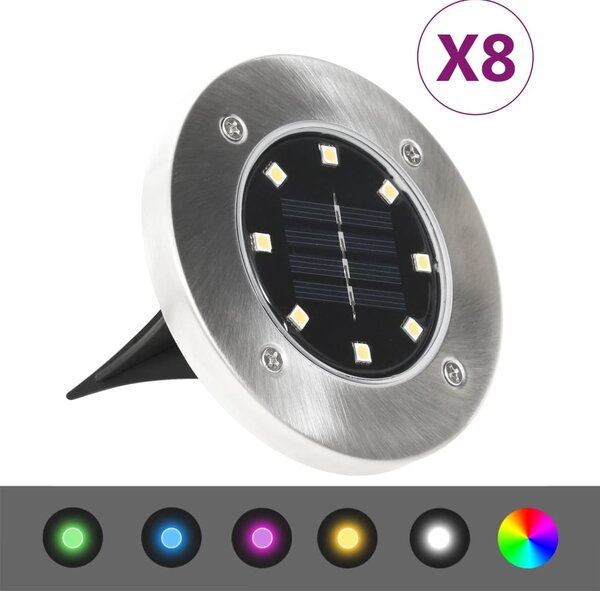 VidaXL Solarne podne svjetiljke 8 kom s LED žaruljama RGB