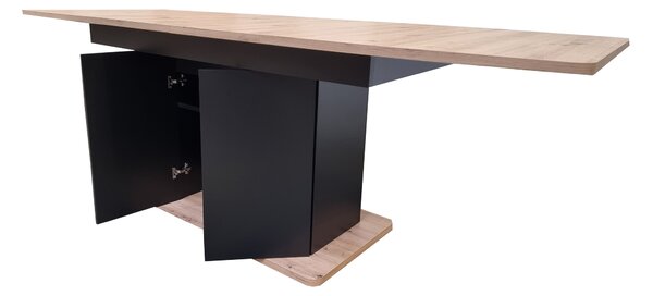 Blagovaonski stol Schultz (hrast artisan + crna) (za 4 do 8 osoba)