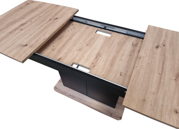 Blagovaonski stol Schultz (hrast artisan + crna) (za 4 do 8 osoba)
