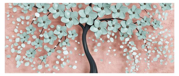 Slika - Pastelno plavi cvjetovi (120x50 cm)