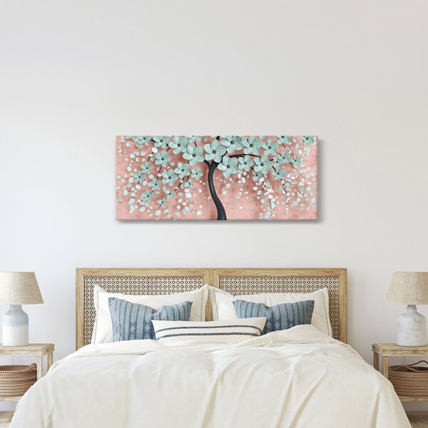 Slika - Pastelno plavi cvjetovi (120x50 cm)