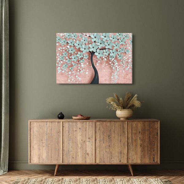 Slika - Pastelno plavi cvjetovi (90x60 cm)