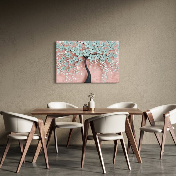 Slika - Pastelno plavi cvjetovi (90x60 cm)