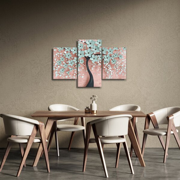 Slika - Pastelno plavi cvjetovi (90x60 cm)