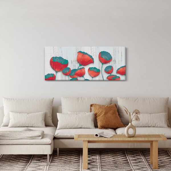 Slika - Makovi - petrolej (120x50 cm)