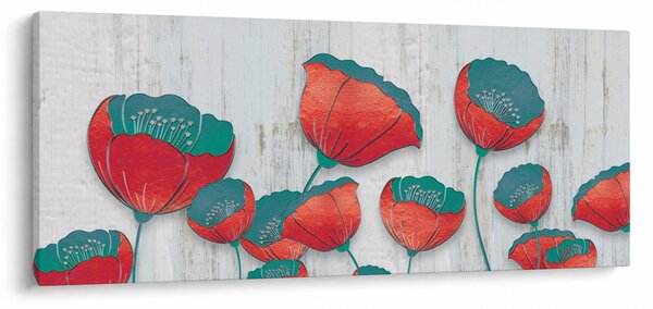 Slika - Makovi - petrolej (120x50 cm)