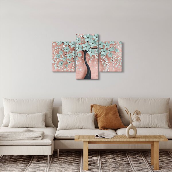 Slika - Pastelno plavi cvjetovi (90x60 cm)